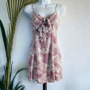 Caren Forbes Dusty Mauve Palm Leaf Chest Tying Tank Top